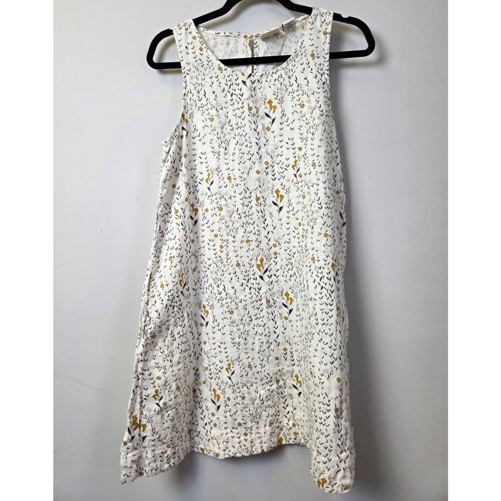 Rachel Zoe Women's S Linen Shift Dress Sleeveless Floral Button Front Pockets
